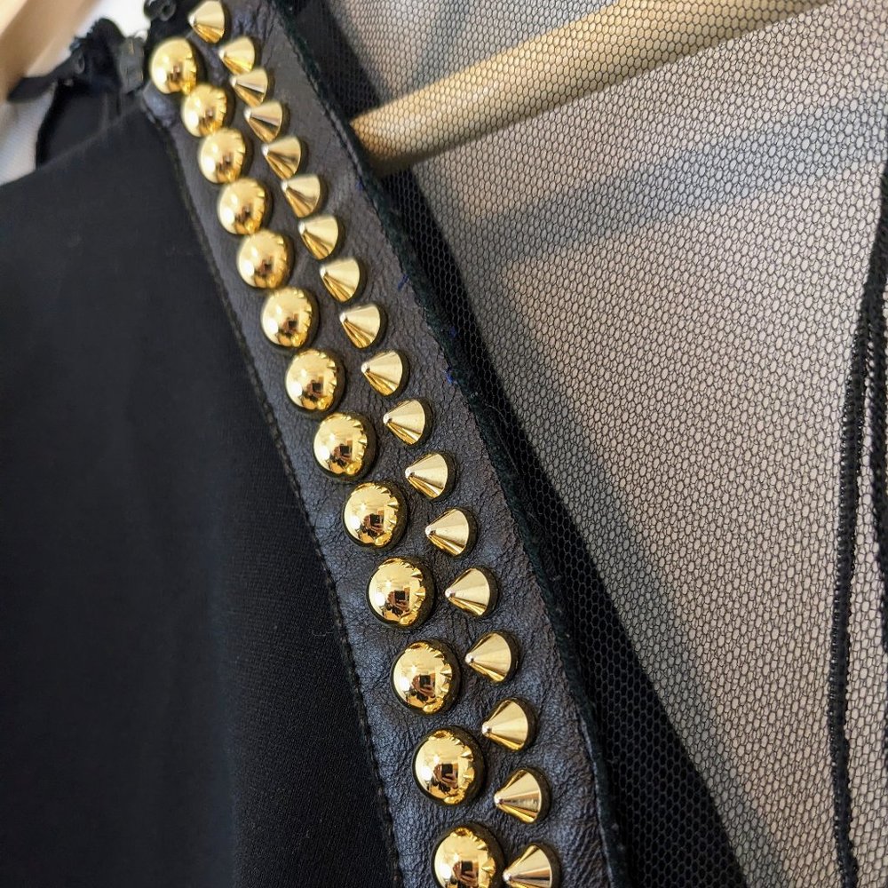 Philipp Plein Couture Limited Edition Black Dress Mesh Studs Leather - Picture 6 of 15